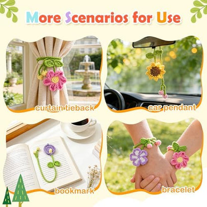 Joyclub Crochet Kit for Beginners 10 Flower Bookmarks for Adults - Image 2
