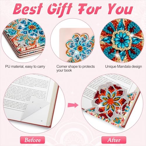 WIVICO 4Pcs Diamond Painting Bookmarks, Diamond Pearl Art Kits for Adults - Image 3