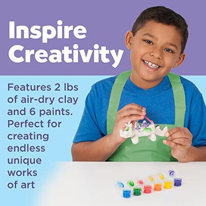 Faber-Castell Pottery Studio Refill Kit - 2 lbs. of Natural Air-Dry Pottery Clay, 6 Paint Pots and Paintbrush, Clay Making Kit for Kids - Image 6