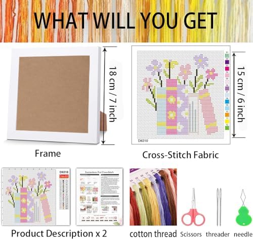 Book Flower Stamped Cross Stitch Kits for Adults Beginners with Frame - Image 4