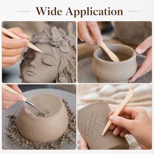 11 Pcs Clay Sculpting Tools, Double Ended Clays Modeling Tools Pottery Wooden Sculpting Tool Polymer Pottery Dough Modeling Tool Kit for Cutting Carving Shaping Detailing - Image 7