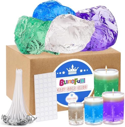 Blingfun Gel Wax for Candle Making with 4 pcs Jelly Wax,50pcs Candle Wicks & 50pcs Stickers Candle Wax for Candle Making,Handcraft Scented Candles Supplies by Blingfun