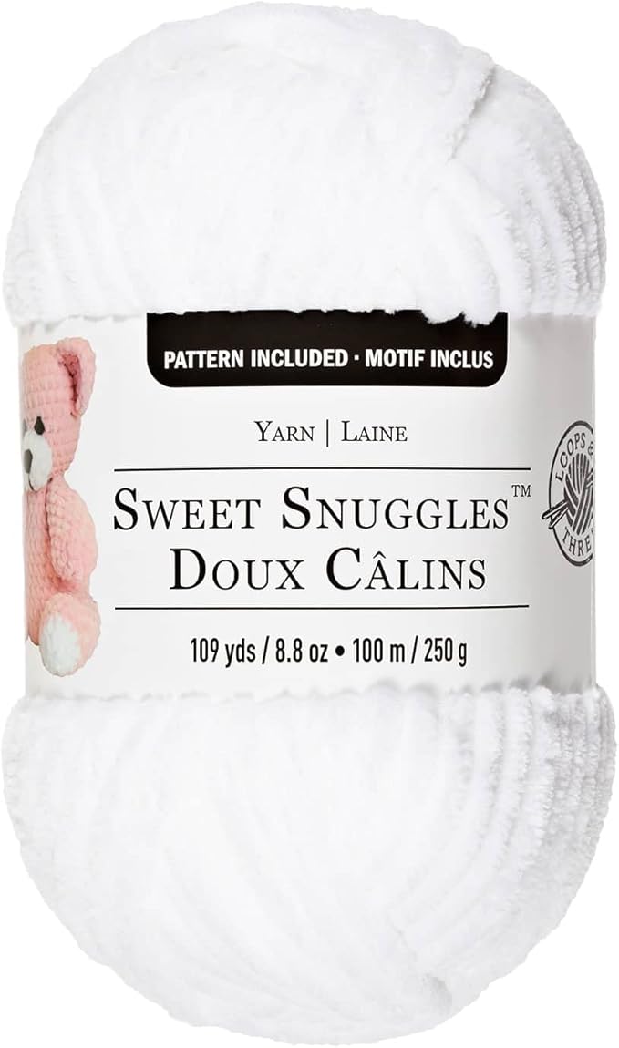 Loops & Threads Sweet Snuggles Yarn - Solid Yarn for Knitting, Crochet, Weaving, Arts & Crafts - White, Bulk 18 Pack