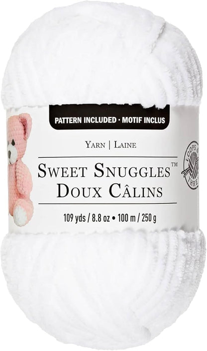 Loops & Threads Sweet Snuggles Yarn - Solid Yarn for Knitting, Crochet, Weaving, Arts & Crafts - White, Bulk 18 Pack