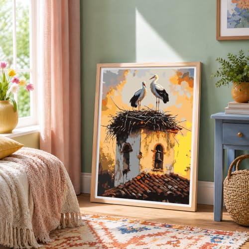 NXIKYO Old Church Paint by Number for Adults Beginners, Rustic Bell Tower Adults Paint by Numbers Kits on Canvas, DIY Oil Painting Acrylic Paints for Home Wall Art Decor(16x20inch) - Image 3