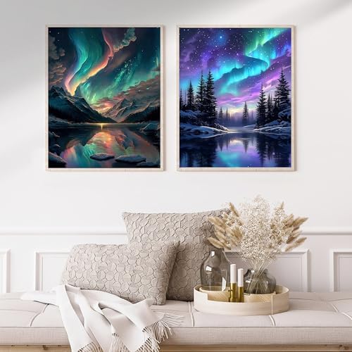 Yunruily 3 Pack Paint by Number Adult - Aurora Adult Paint Numbers,Aurora Painting by Numbers Kit for Adults for Gifts Home Wall Decor 12x16 Inch - Image 7