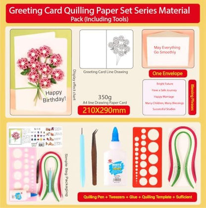 Wizardi Greeting Card Making Kit. Periwinkle Flowers DIY Quilling Kit F07M3-5-FL9 - Image 2