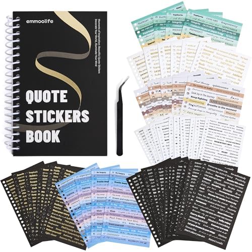2500+ Pcs Word Stickers for Journaling, 50 Sheets Quote Sticker Gold Foil Art Scrapbook Supplies for Junk Journal, Scrapbooking Supplies for Bullet Journal Craft Small Talk Stickers for DIY Gift Card by emmoolife