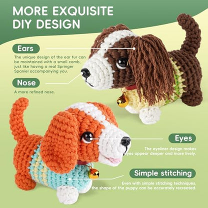 Crochet Kit for Beginners, 2-Pack dog Animal Kits for Adults, Amigurumi Set - Image 7