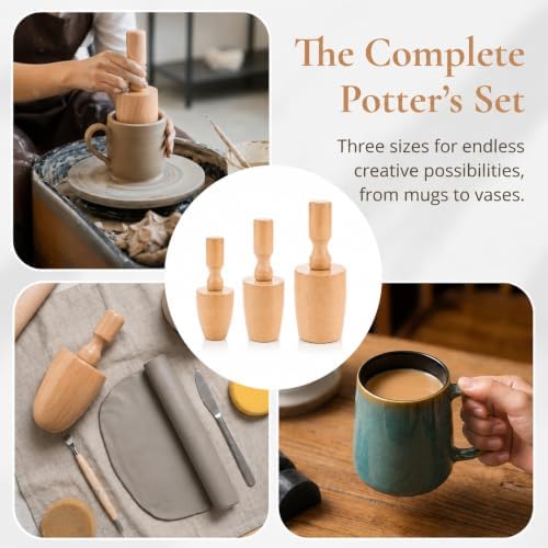 Pottery Molds for Handbuilding, 3 Sizes Ceramic Molds for Clay Mugs, 19oz/15oz/11oz Cup Forms with Ceramic Tools for Pottery, Sponge Scraper Rib Clay Knife, Beginner DIY Kit - Image 6
