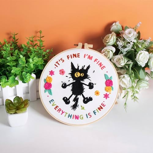 Louise Maelys Cute Cat Embroidery Kit for Beginners DIY Needlepoint - Image 6