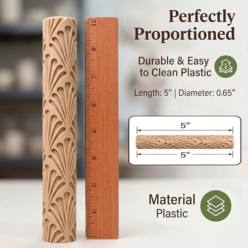 Hokkieam Clay Texture Rollers, 10 PCS Plastic Polymer Clay and Pottery Tool - Image 6