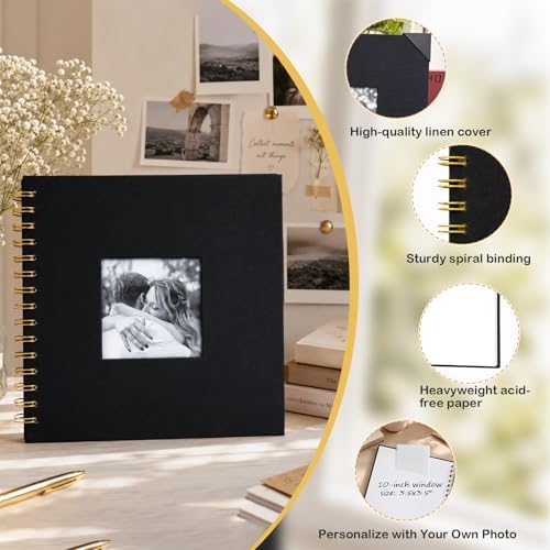 Cvochtty Scrapbook Album 40 Pages with DIY Kits, Craft Paper Photo Album, Black Linen Cover Scrapbooking for 2x3 3x5 4x6 5x7 Pictures, Memory Book for Wedding Baby Family Birthday - Image 4