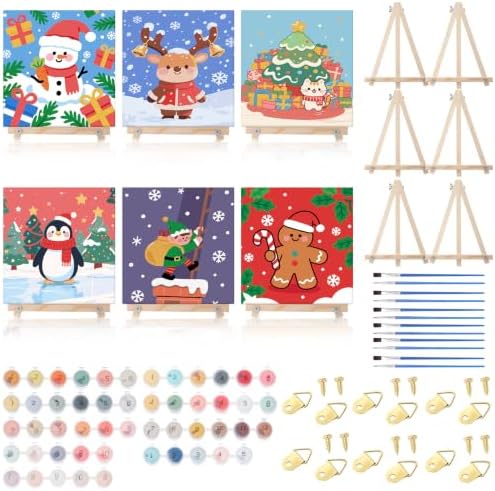 YooNotee 6 Pack Ghost Paint by Numbers Kit on Canvas with Wooden Easels & Brushes, 12x8 Inch Halloween Canvas Art Set for Adults Easy Acrylic Paint Kit Beginner for Halloween Home Decor by Unknown