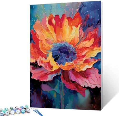 Sacred Peony Flower Paint by Number for Adult, Graffiti Painting by Number Kits On Canvas，DIY Oil Painting Acrylic Paints Painting,Living Room Decoration(Without Frame) by Aihonmin