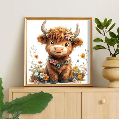 Framed Paint by Numbers Kit for Adults Beginner, Highland Cow Easy Paint by Numbers with Frame, Highland Cow Acrylic Adult Painting by Number Kits on Canvas Framed for Gift Home Decor 12x12 Inch - Image 6