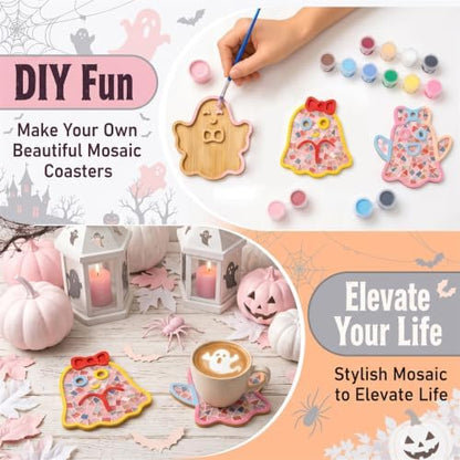 6PCS DIY Glass Mosaic Tiles for Crafts, Mixed Color, Halloween Ghost - Image 7