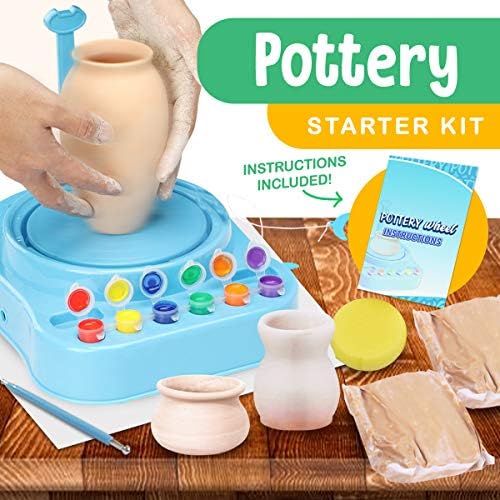 Insnug Mini Kids Pottery Wheel: Complete Painting Kit for Beginners with Modeling Clay and Sculpting Tools, Arts & Crafts Small Banding Wheel for Pottery, Tiny Pottery Wheel for Kids Age 8-12, 10-13 - Image 3