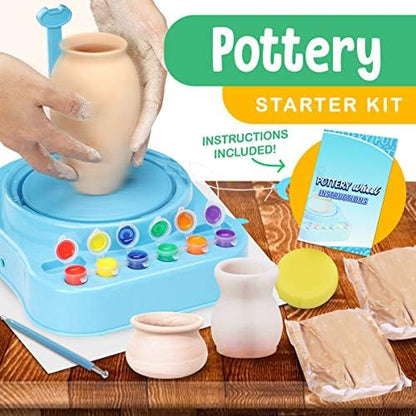 Insnug Mini Kids Pottery Wheel: Complete Painting Kit for Beginners with Modeling Clay and Sculpting Tools, Arts & Crafts Small Banding Wheel for Pottery, Tiny Pottery Wheel for Kids Age 8-12, 10-13 - Image 3