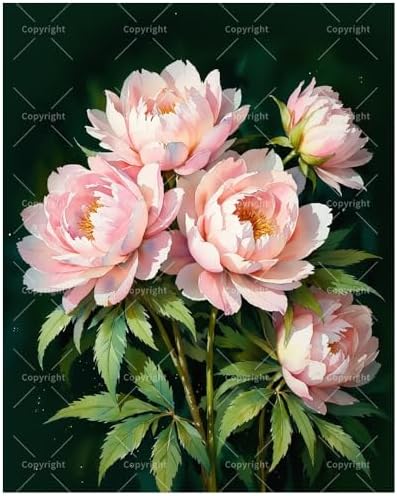 Floral Art Paint by Numbers Kit for Adults - DIY Pink Peonies Bouquet Painting on Canvas 16x20 Inches, Acrylic Paint Set, Suitable for Beginners, Elegant Art for Home Decoration or Gifts. by Unknown