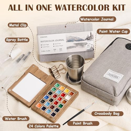 Mini Watercolor Paint Set, 24 Colors Travel Watercolor Set - Image 2