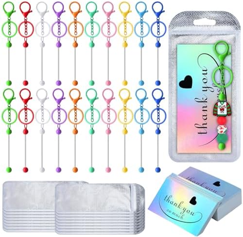 Sasylvia 60 Pcs Beadable Keychain Bars Bulk,Multicolored by Sasylvia