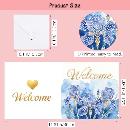 Muzagroo Art Diamond Art Greeting Cards for Adults DIY Welcome Cards 8PCS - Image 5