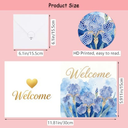 Muzagroo Art Diamond Art Greeting Cards for Adults DIY Welcome Cards 8PCS - Image 5