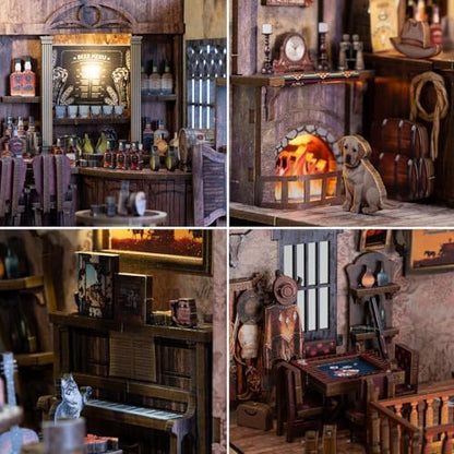 Book Nook Kit - DIY Miniature House Diorama Dollhouse Kit, Booknook Tiny Western Bookshelf Decor, 3D Wooden Puzzle for Adults,DIY Hobby Craft Gift(Old Town Saloon) - Image 7