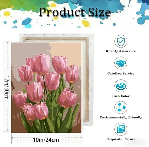Paint by Numbers Kit for Adults,Tulip DIY Paint by Number With Frame - Image 3