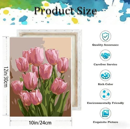 Paint by Numbers Kit for Adults,Tulip DIY Paint by Number With Frame - Image 3