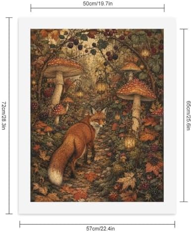 Bozfoxa Paint by Numbers Kit for Adults Beginner Fox Mushroom Forest - Image 2