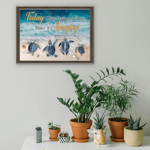 MjhRcll Sea Turtle Stamped Cross Stitch Kits,Cross Stitch Ornament Kits for Adults Beginners, Counted Embroidery Needlepoint Kits Home Decor 12x16 Inch - Image 5