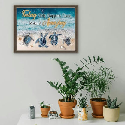 MjhRcll Sea Turtle Stamped Cross Stitch Kits,Cross Stitch Ornament Kits for Adults Beginners, Counted Embroidery Needlepoint Kits Home Decor 12x16 Inch - Image 5