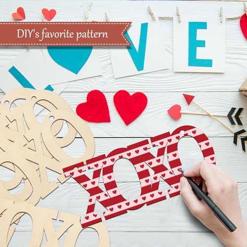 Wooden XOXO Letter Ornaments to Paint 7 inch, Valentine's Day Wooden DIY Blank Unfinished Round Wood Discs Ornament for Crafts Hanging Decorations(10PCS) - Image 5