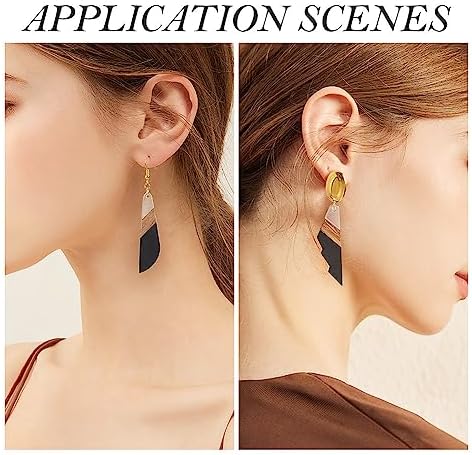 FASHEWELRY 20Pcs Resin Wood Earring Charms 3 Tone Wooden Earring Blanks Teardrop Hexagon Rectangle Geometry Wooden Earring Findings for Jewelry Making (Black) (RESI-TA0001-62-Biyun) - Image 3
