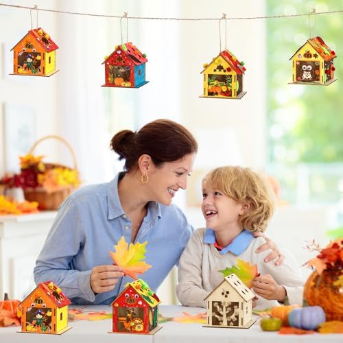 Fall Thanksgiving Crafts Wooden House for Adults, Painting Arts Kit Decor - Image 6
