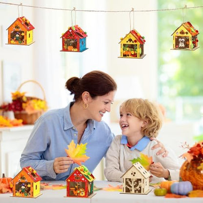 Fall Thanksgiving Crafts Wooden House for Adults, Painting Arts Kit Decor - Image 6