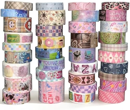 36 Rolls Vaporwave Aesthetic Washi Tape Set, Decorative Scrapbook Tape for Journaling, Bullet Journals, Planners, DIY Crafts and Gift Wrapping by EverydayMomentsIntoCreative