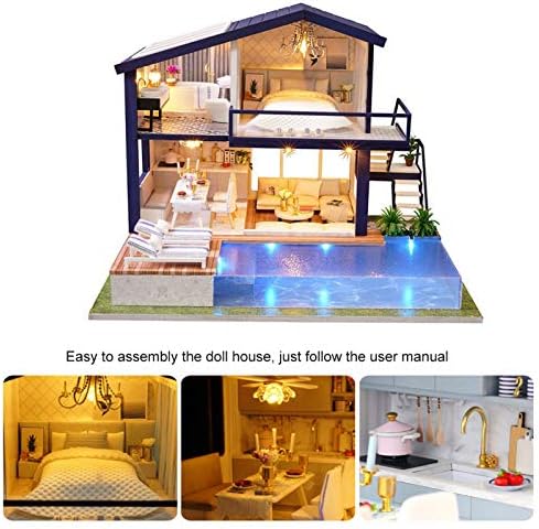 JTLB Wooden DIY Assembly Cabin Natural Wood Home Decor Ornament Easy to Assemble Colorful Decorative House Kit with User Manual for Friends Family Classm (Time Apartment) - Image 6