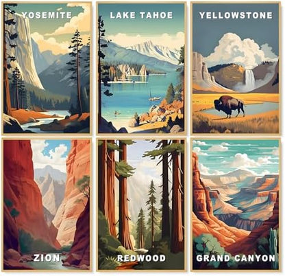 6 Pack Paint by Numbers Kit for Adults, National Parks Canvas Painting Set by CamocinDIYKit