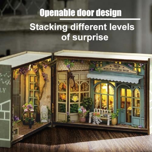 Mini 3D Wooden Doll House Craft Model with LED,DIY Miniature and Furniture Dollhouse Kit,Creative Room Idea for Valentine's Day Birthday Gift (Molly Garden) - Image 2