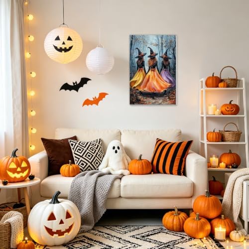 NAIMOER Halloween Witchs Paint by Numbers Kits for Adults Beginner with Wooden Framed, Fall Forest Color by Numbers on Canvas Painting Kits for Adults, Easy Paint DIY Acrylic for Home Decor 8X12 Inch - Image 3