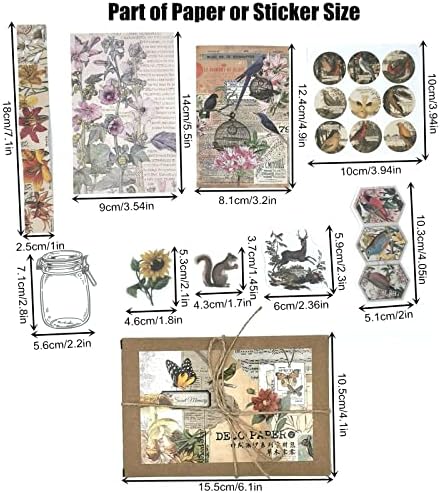 Esweny 200 Pieces Vintage Ephemera Scrapbooking Supplies Pack for Journaling, Decoupage Paper Scrapbook Stickers Kit for Junk Journal Planners Collage Craft Notebooks Album (Forests) - Image 3
