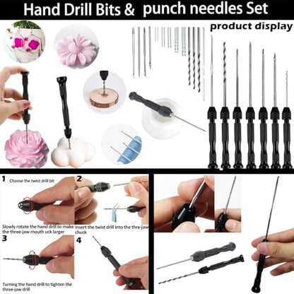 39PCS Professional Candle Making Kit with Soy Candle Wicks,Extra Long Big Hole Wicking Needle Hand Twist Drill Bits with Storage Bag,Mold Punch Set with Hook Eye for Inserting Candle&Mold Wicks - Image 3