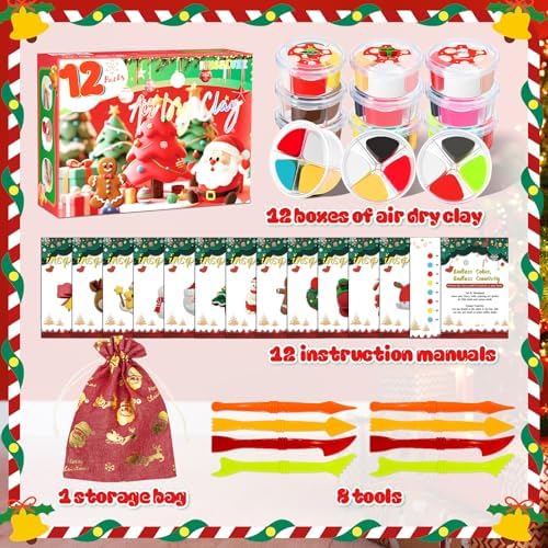 MuseLuxe Air Dry Clay - 12 Boxes Christmas Modeling Clay Kit - Image 2