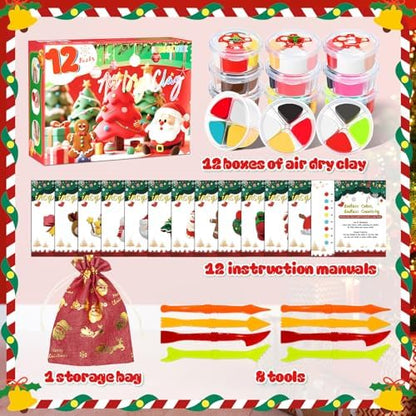 MuseLuxe Air Dry Clay - 12 Boxes Christmas Modeling Clay Kit - Image 2