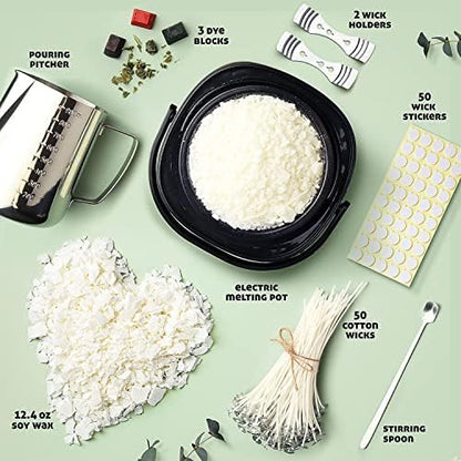 CraftBud Soy Candle Making Kit for Adults, Supplies Adults & Kids, 12.4Oz Wax Making, DIY Includes Electric Melter, Wicks More - Image 2