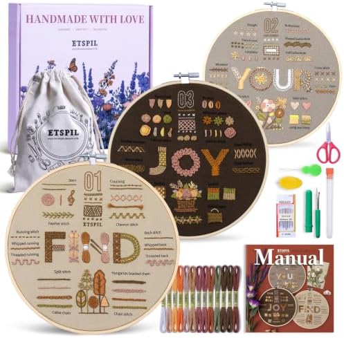 ETSPIL Embroidery Kit for Adults, 42 Stitches, 4K Video, Storage Bag by ETSPIL