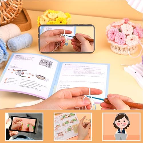 KyeeaDIY Crochet Kit for Beginners, Crochet Starter Kits, Coaster Flower Knitting Crocheting Kits with Step-by-Step Video Tutorials, Complete Crochet Kit for Adults Decoration - Image 2